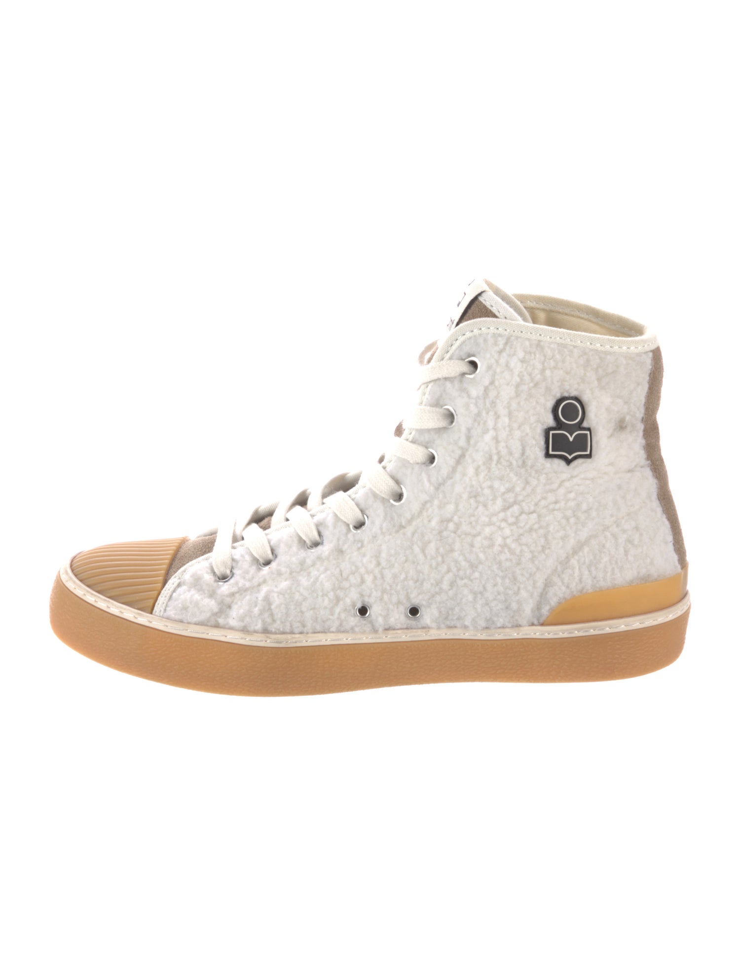 Isabel Marant Shearling Colorblock Pattern Sneakers