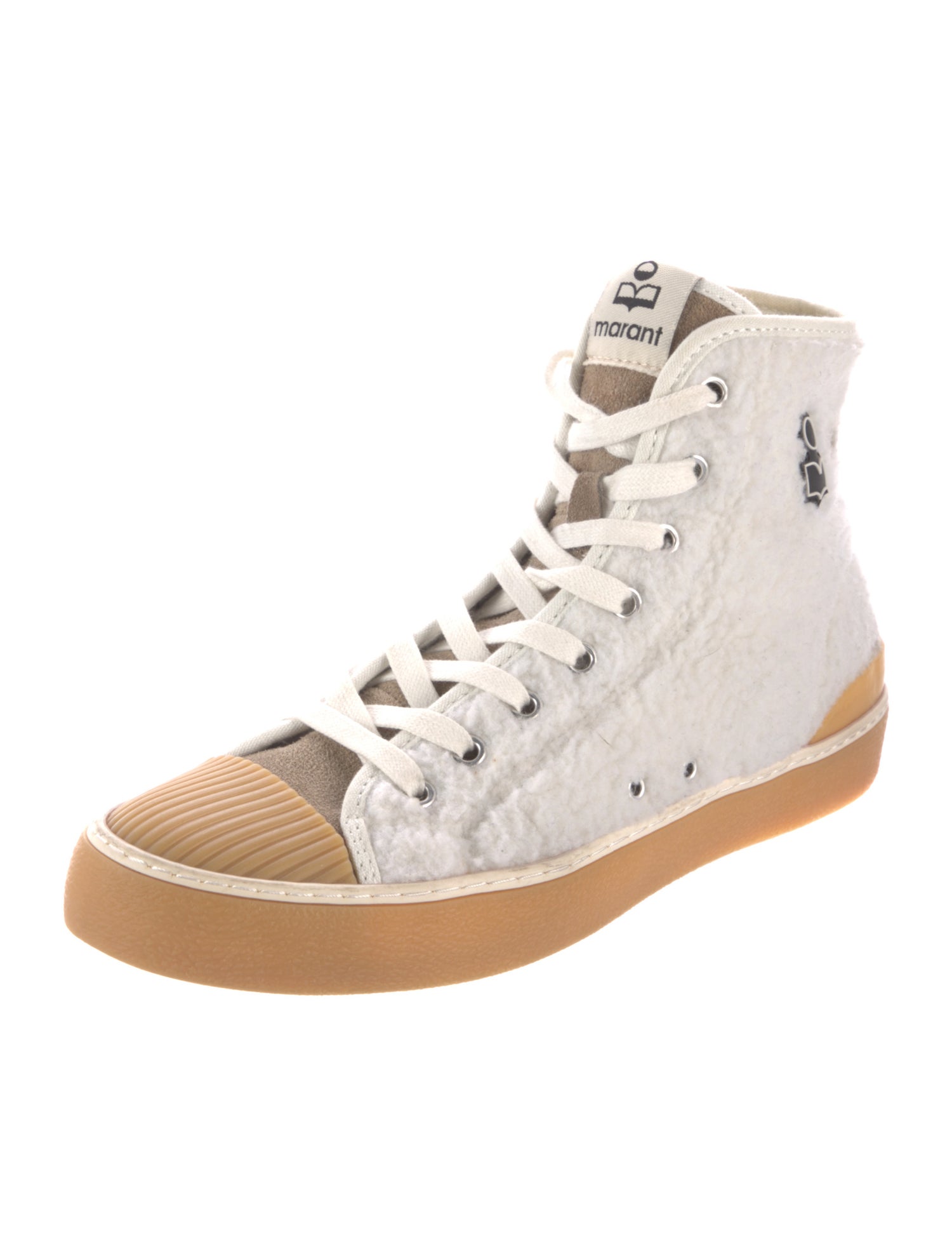 Isabel Marant Shearling Colorblock Pattern Sneakers