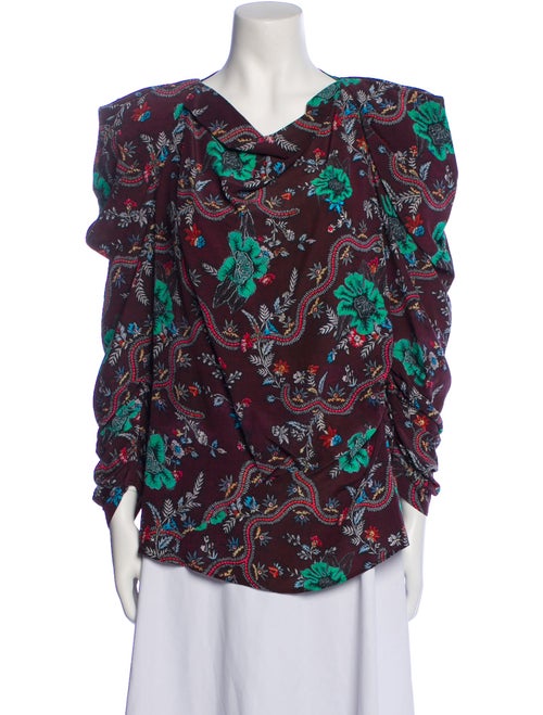 Isabel Marant Floral Print Cowl Neck Blouse