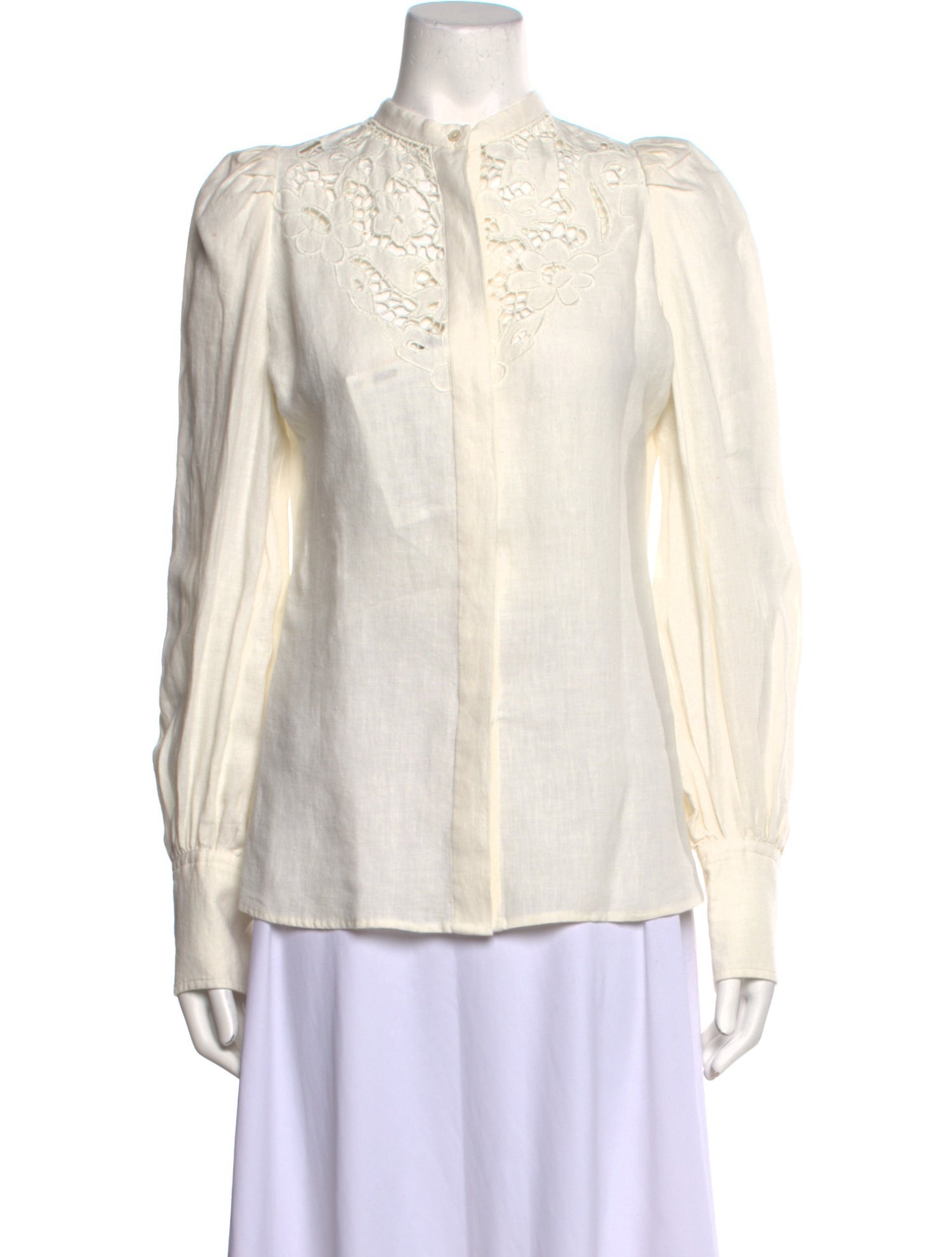 Isabel Marant Linen Mock Neck Button-Up Top