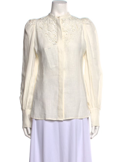 Isabel Marant Linen Mock Neck Button-Up Top