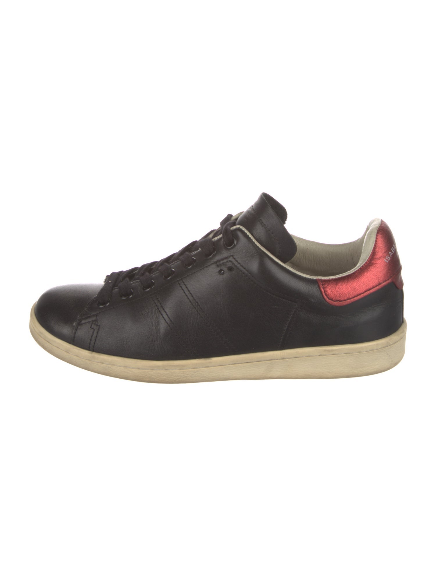 Isabel Marant Leather Colorblock Pattern Sneakers