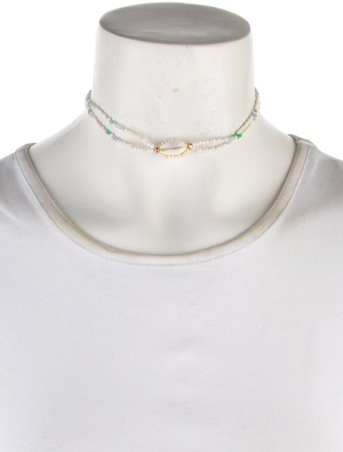 Isabel Marant Shell & Bead Ras Du Cou Strand Necklace