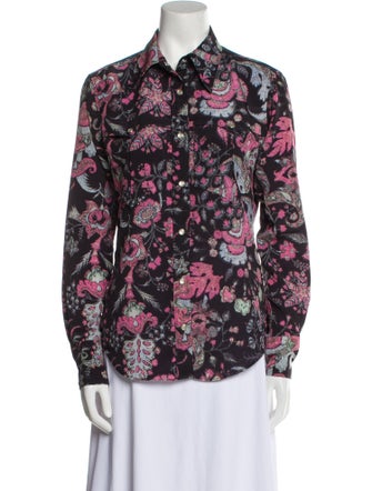 Isabel Marant Floral Print Long Sleeve Button-Up Top