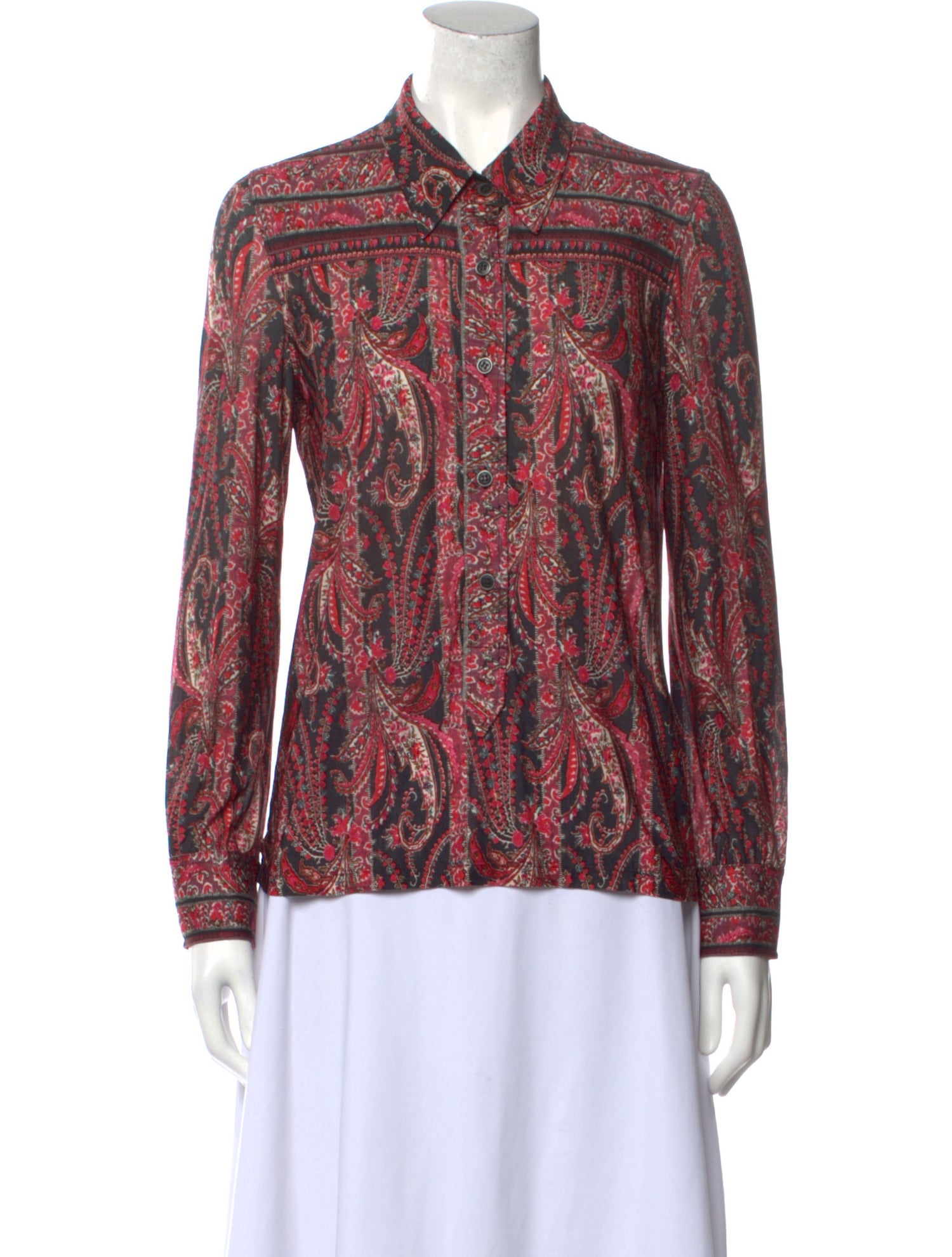 Isabel Marant Paisley Print Long Sleeve Button-Up Top