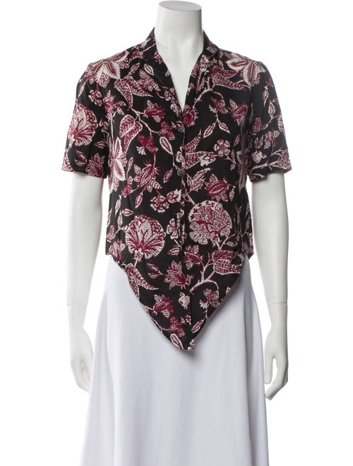 Isabel Marant Floral Print V-Neck Polo