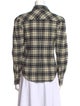 Isabel Marant Wool Plaid Print Button-Up Top