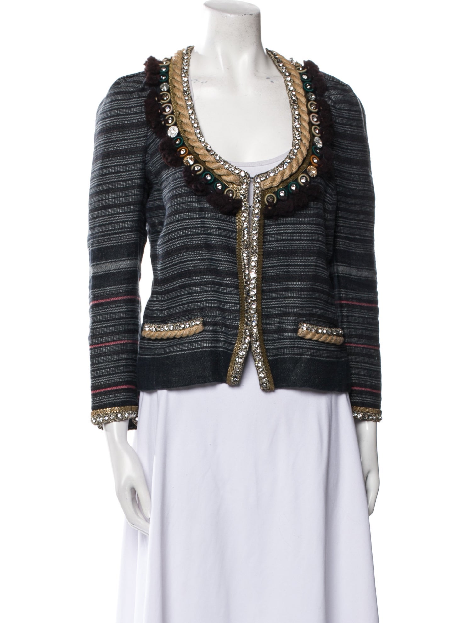 Isabel Marant Linen Striped Evening Jacket