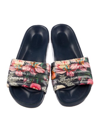 Isabel Marant Leather Floral Print Slides