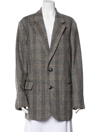 Isabel Marant Virgin Wool Plaid Print Blazer