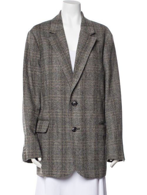 Isabel Marant Virgin Wool Plaid Print Blazer