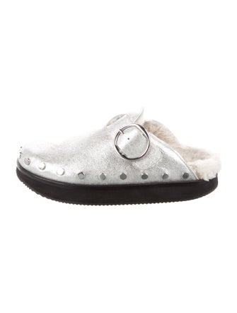 Isabel Marant Leather Fur Trim Mules