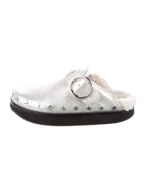 Isabel Marant Leather Fur Trim Mules