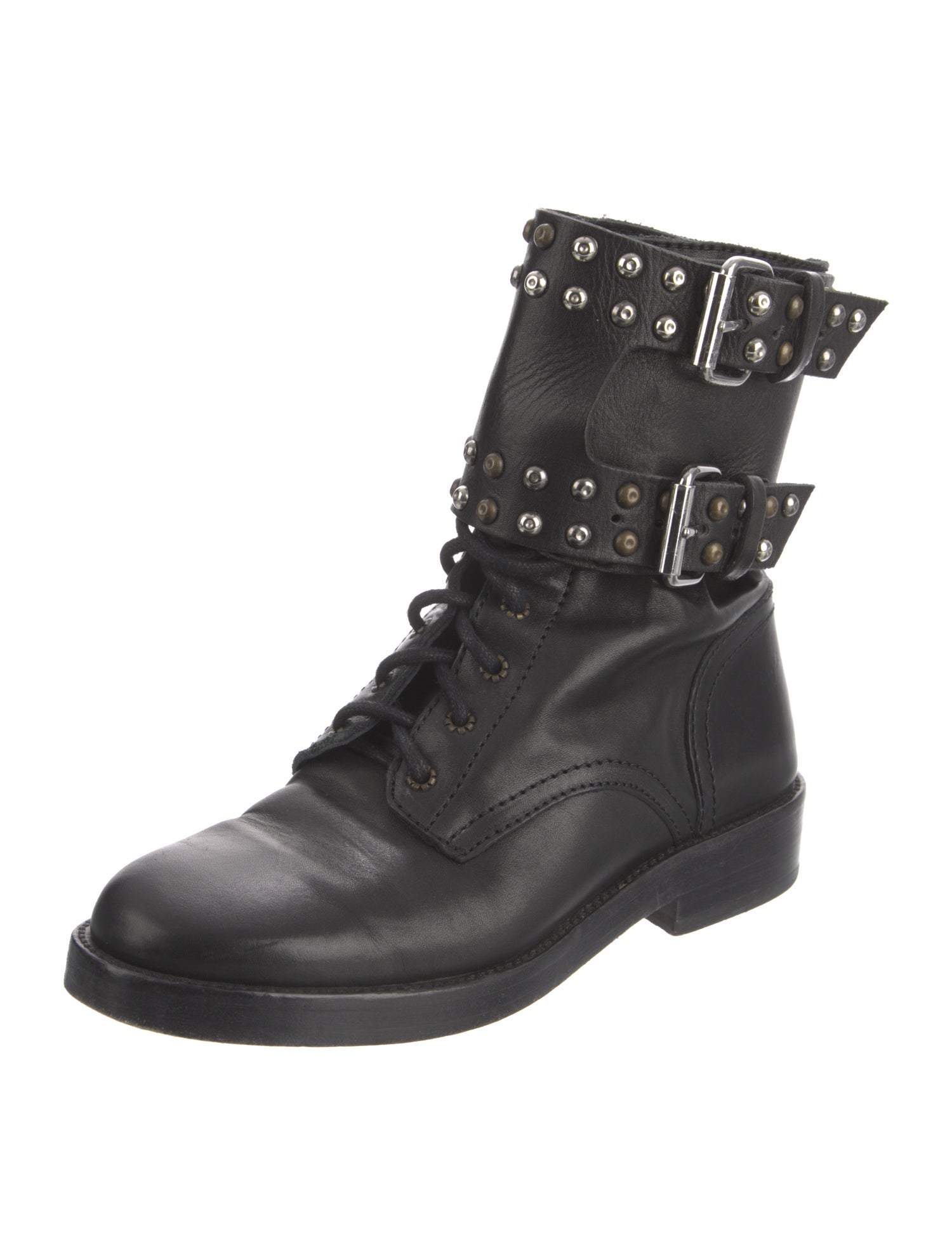 Isabel Marant Leather Studded Accents Combat Boots