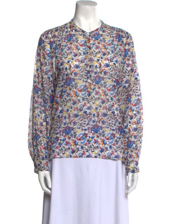 Isabel Marant Floral Print Crew Neck Button-Up Top