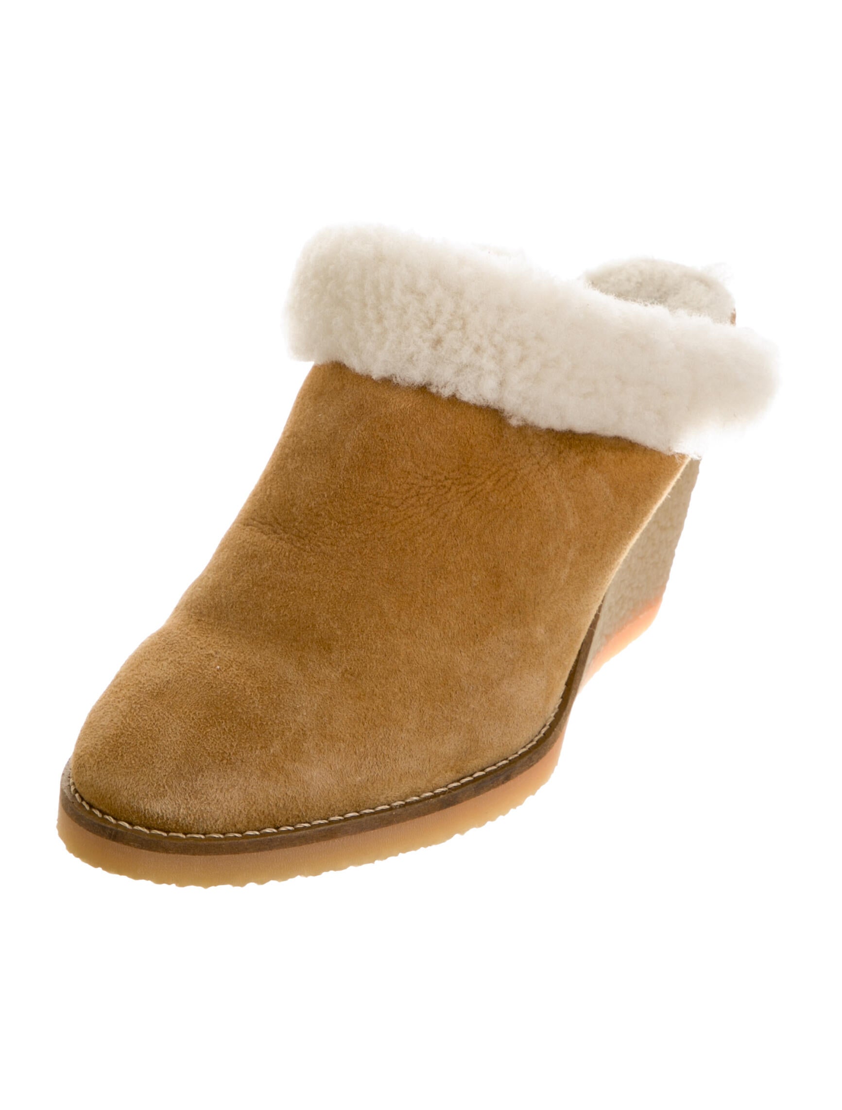 Isabel Marant Suede Fur Trim Mules