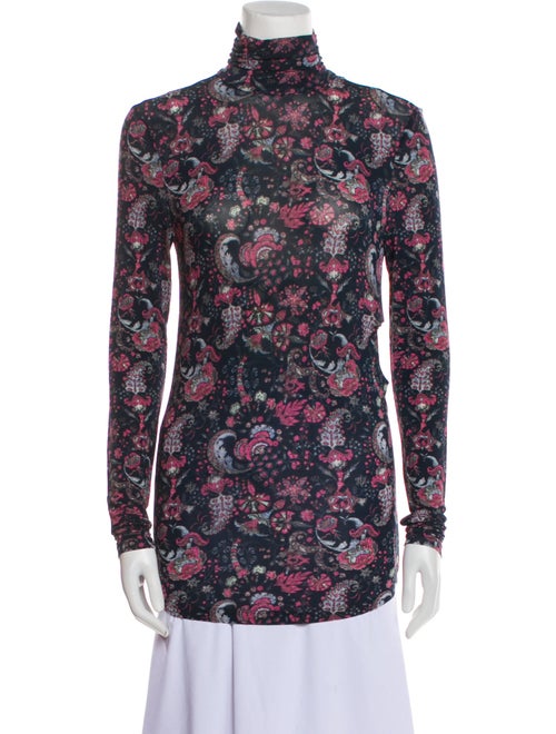 Isabel Marant Floral Print Mock Neck Blouse