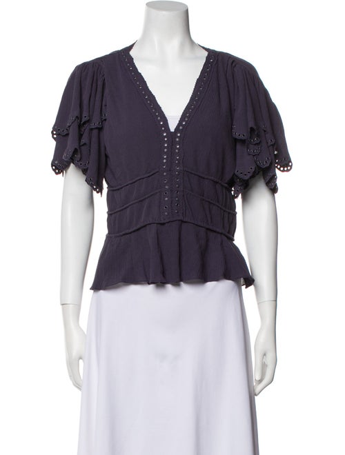 Isabel Marant Plunge Neckline Short Sleeve Crop Top