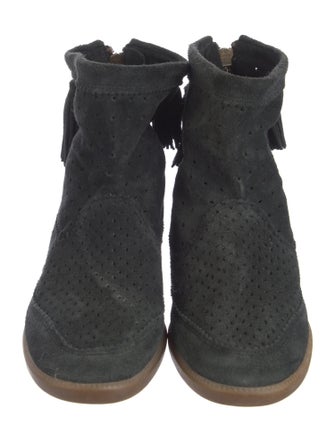 Isabel Marant Suede Lasercut Accents Wedge Sneakers