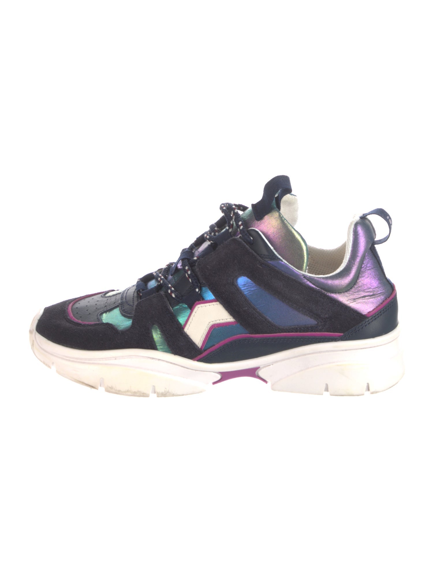 Isabel Marant Patent Leather Colorblock Pattern Chunky Sneakers
