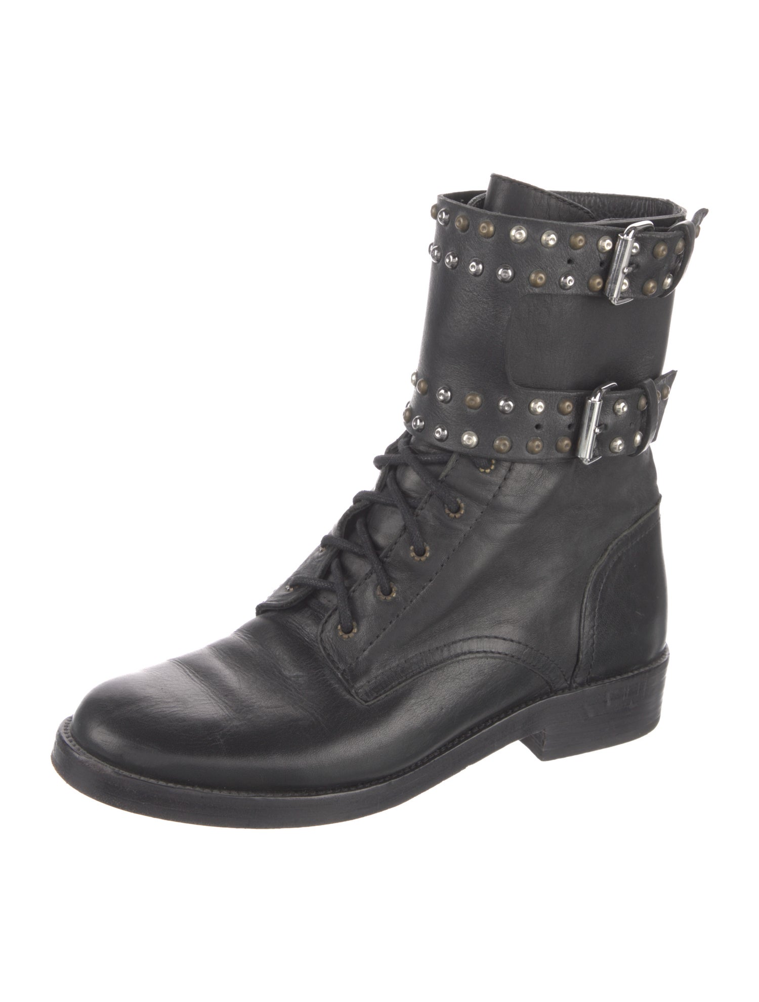 Isabel Marant Leather Studded Accents Combat Boots