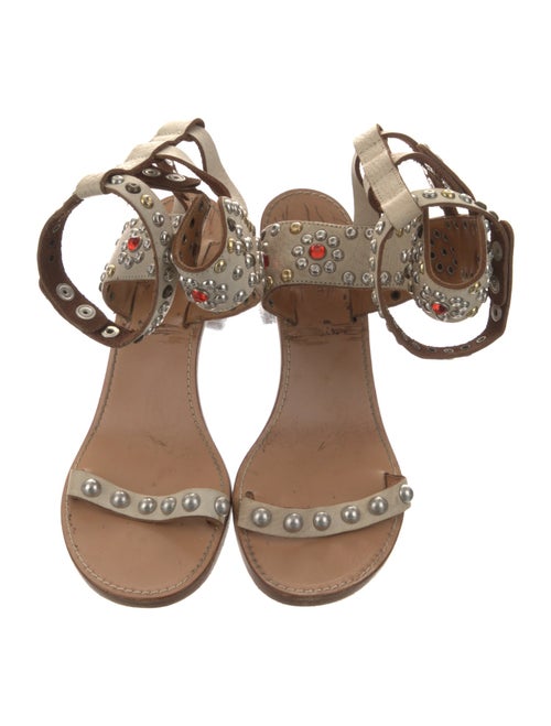 Isabel Marant Leather Crystal Embellishments Gladiator Sandals