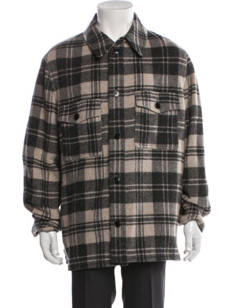Isabel Marant Wool Plaid Print Trucker Jacket