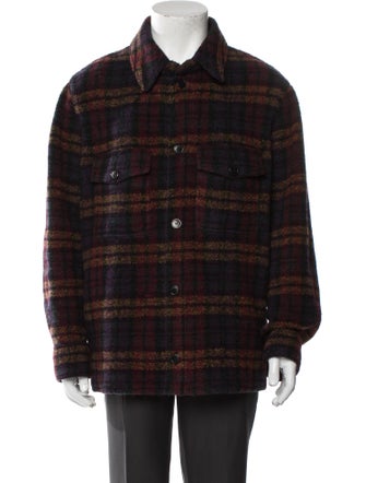 Isabel Marant Wool Plaid Print Trucker Jacket