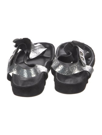 Isabel Marant Leather Ruffle Embellishment T-Strap Sandals