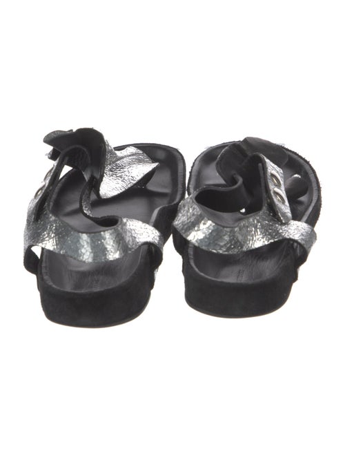Isabel Marant Leather Ruffle Embellishment T-Strap Sandals