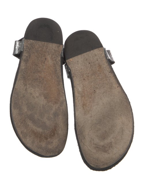 Isabel Marant Leather Ruffle Embellishment T-Strap Sandals