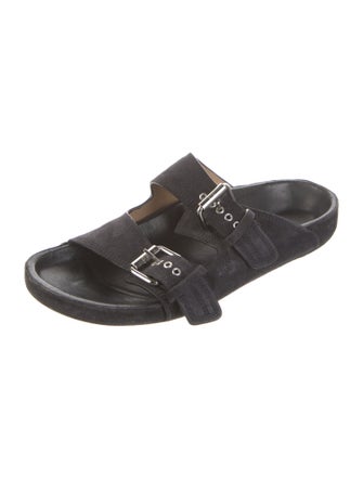 Isabel Marant Suede Embroidered Accent Slides