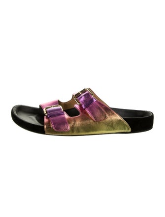 Isabel Marant Leather Tie-Dye Print Slides