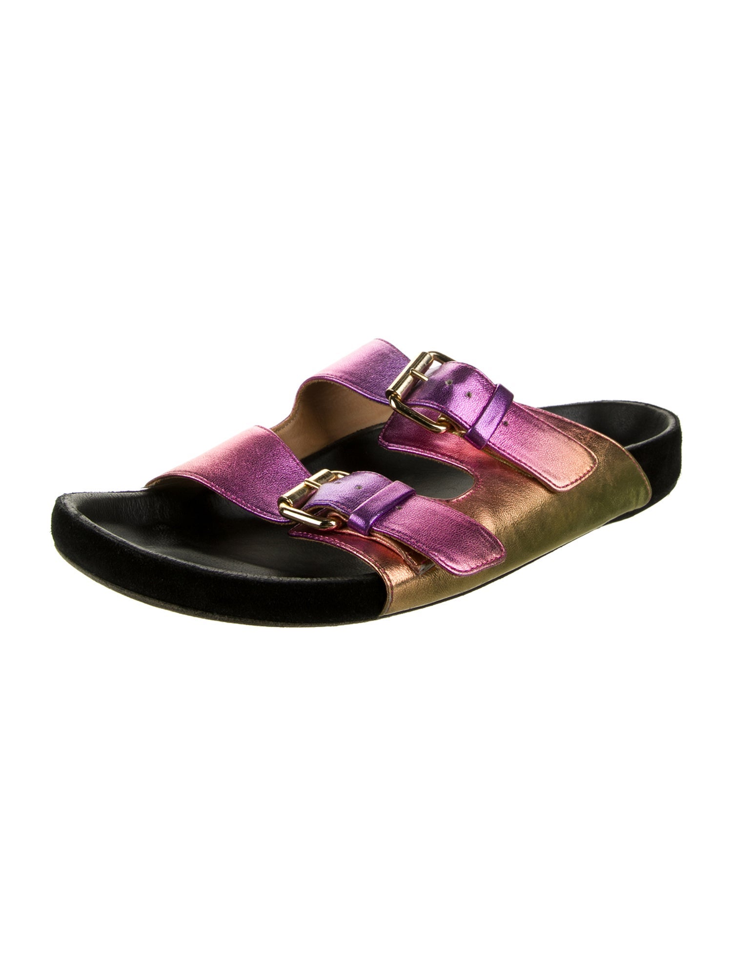Isabel Marant Leather Tie-Dye Print Slides