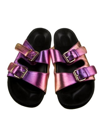 Isabel Marant Leather Tie-Dye Print Slides