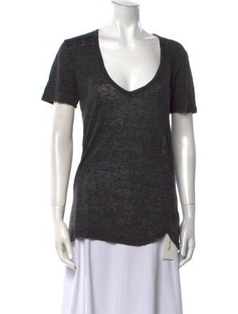 Isabel Marant Linen Scoop Neck T-Shirt