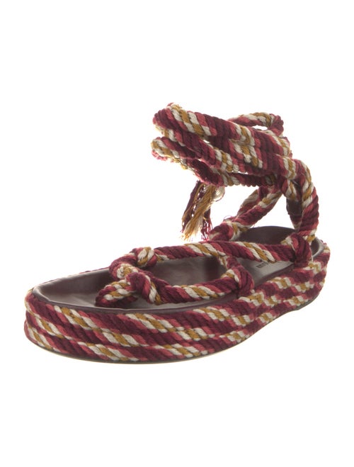 Isabel Marant Striped Fringe Trim Accent Gladiator Sandals