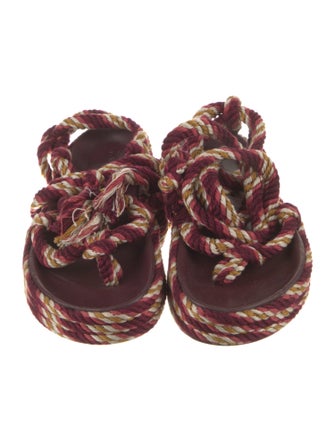 Isabel Marant Striped Fringe Trim Accent Gladiator Sandals