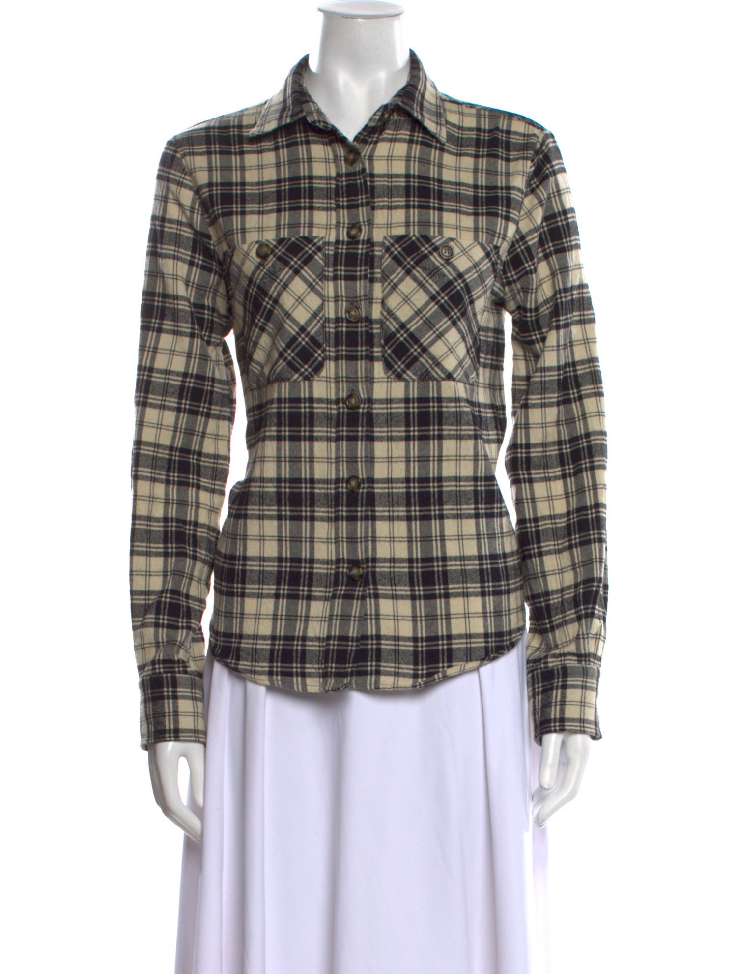 Isabel Marant Plaid Print Long Sleeve Button-Up Top