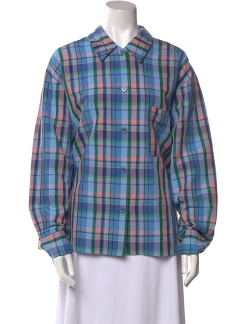 Isabel Marant Plaid Print Long Sleeve Button-Up Top