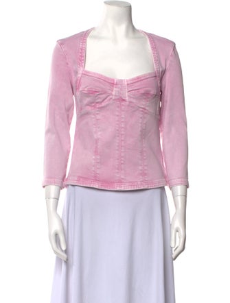 Isabel Marant Square Neckline Three-Quarter Sleeve Crop Top