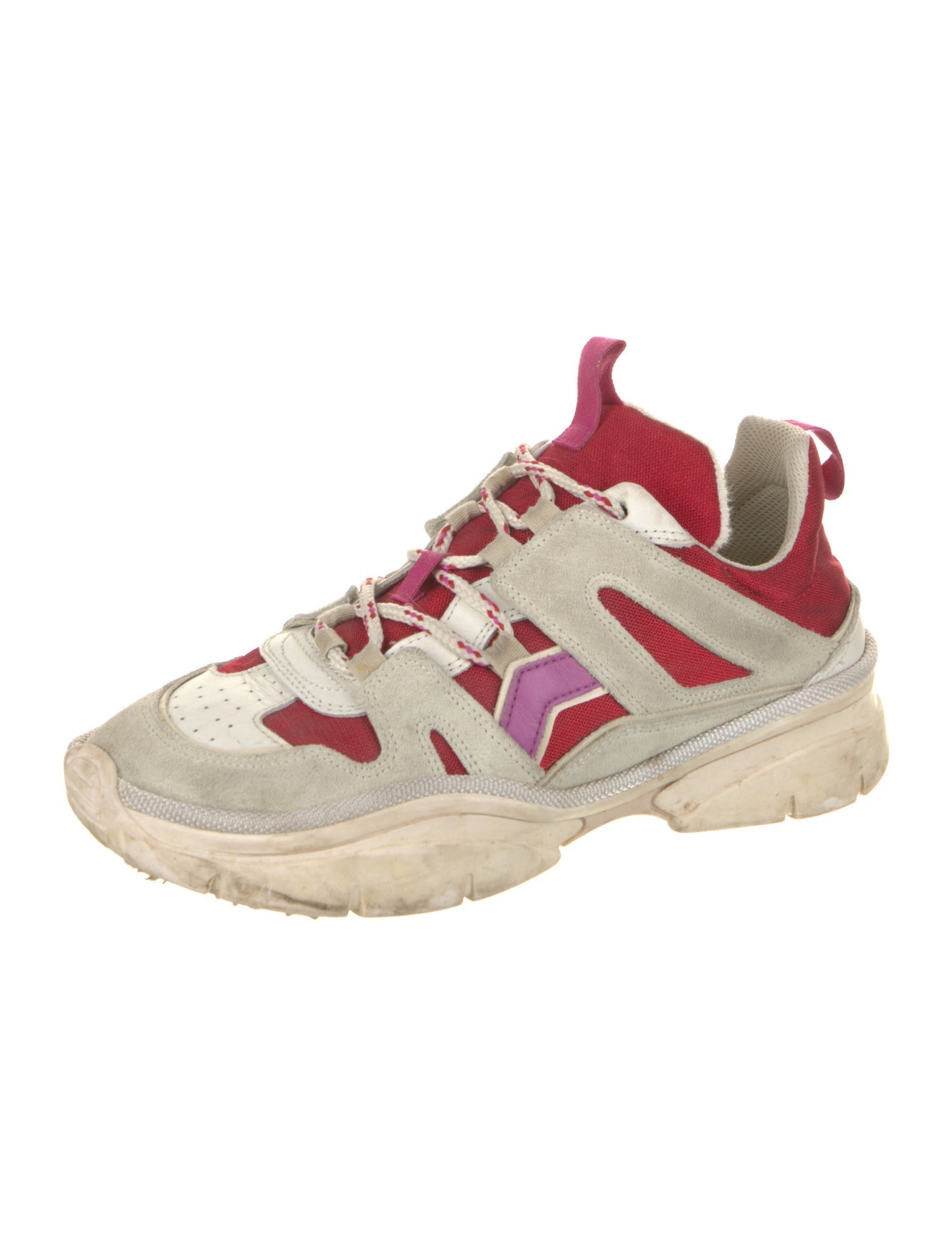 Isabel Marant Suede Colorblock Pattern Chunky Sneakers