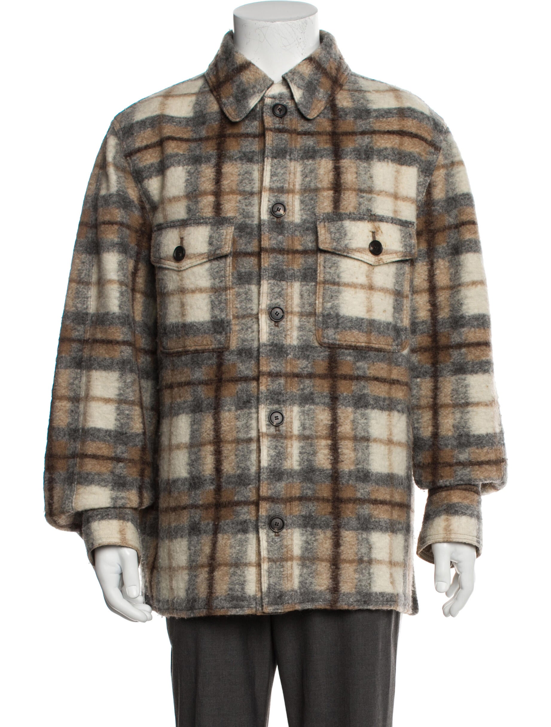 Isabel Marant Wool Plaid Print Peacoat