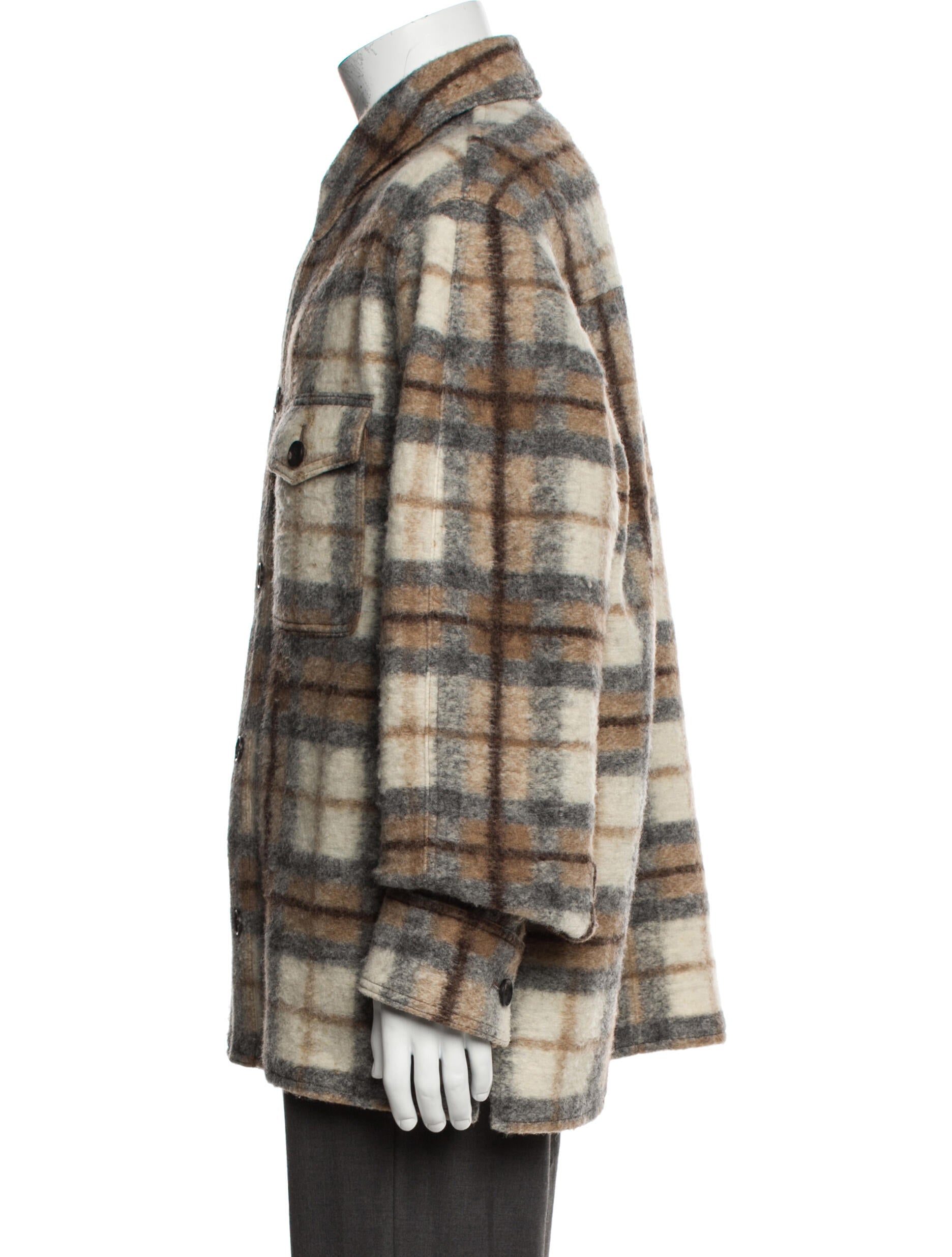 Isabel Marant Wool Plaid Print Peacoat