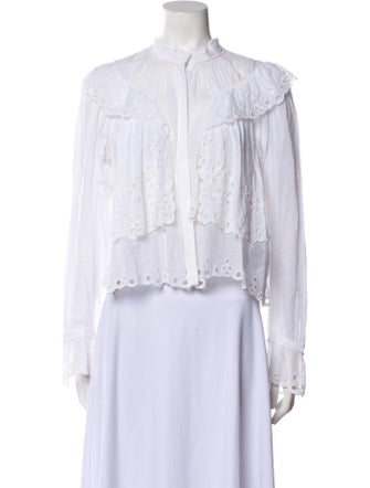 Isabel Marant Mock Neck Long Sleeve Crop Top