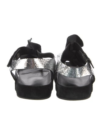 Isabel Marant Leather Ruffle Embellishment T-Strap Sandals