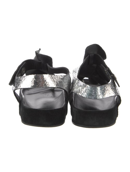 Isabel Marant Leather Ruffle Embellishment T-Strap Sandals