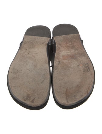 Isabel Marant Leather Ruffle Embellishment T-Strap Sandals