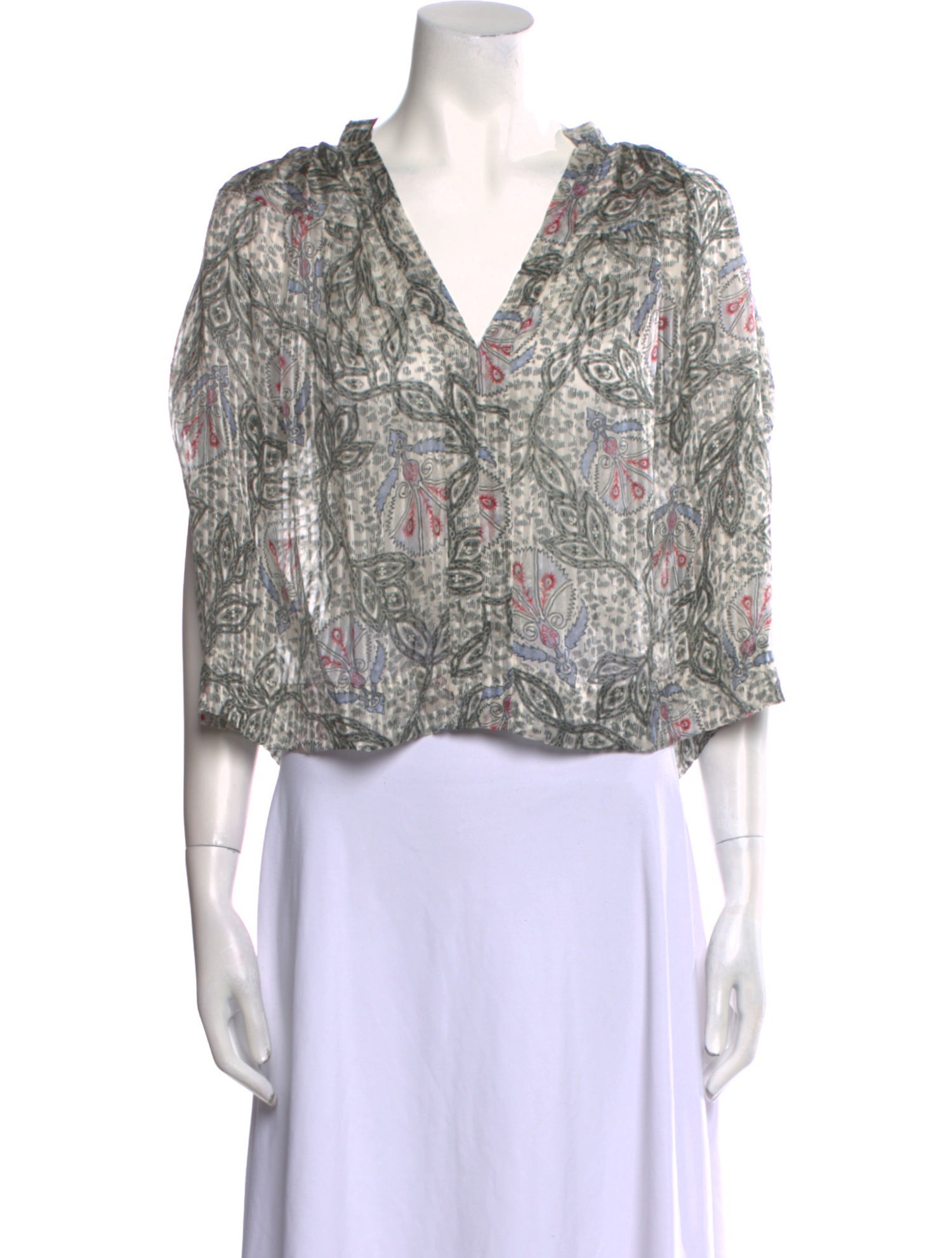 Isabel Marant Paisley Print V-Neck Crop Top
