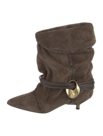 Isabel Marant Suede Pleated Accents Moto Boots